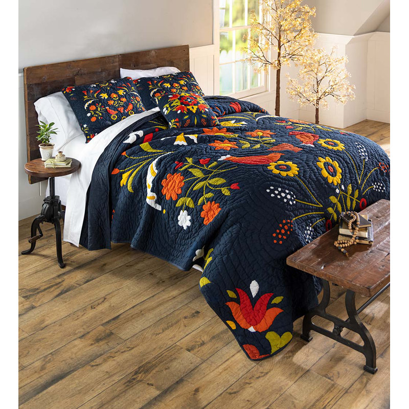 Plow & Hearth Ansley Modern & Contemporary Cotton Percale Floral Quilt